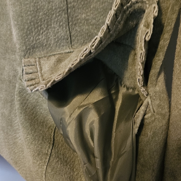 Vintage Live a Little Olive Suede Zip Jacket - Picture 4 of 12